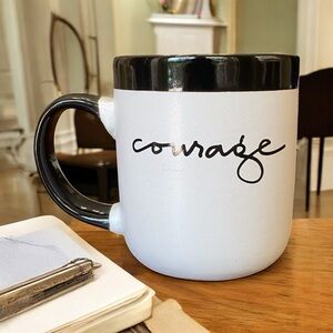 Abbey Press Mary Anne Radmacher Courage Quote Ceramic Coffee Mug Black White